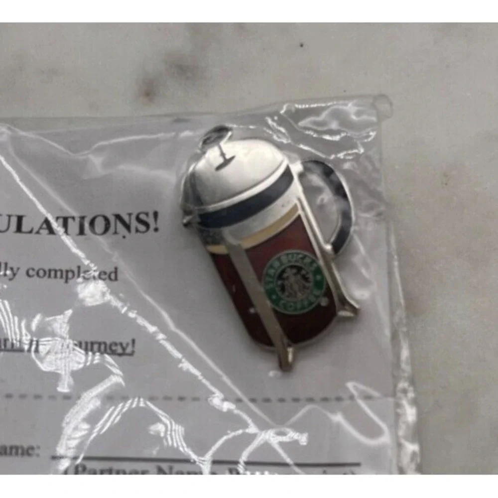 Rare Starbucks Coffee Journey French‎ Press Pin Award Barista 201 Apron